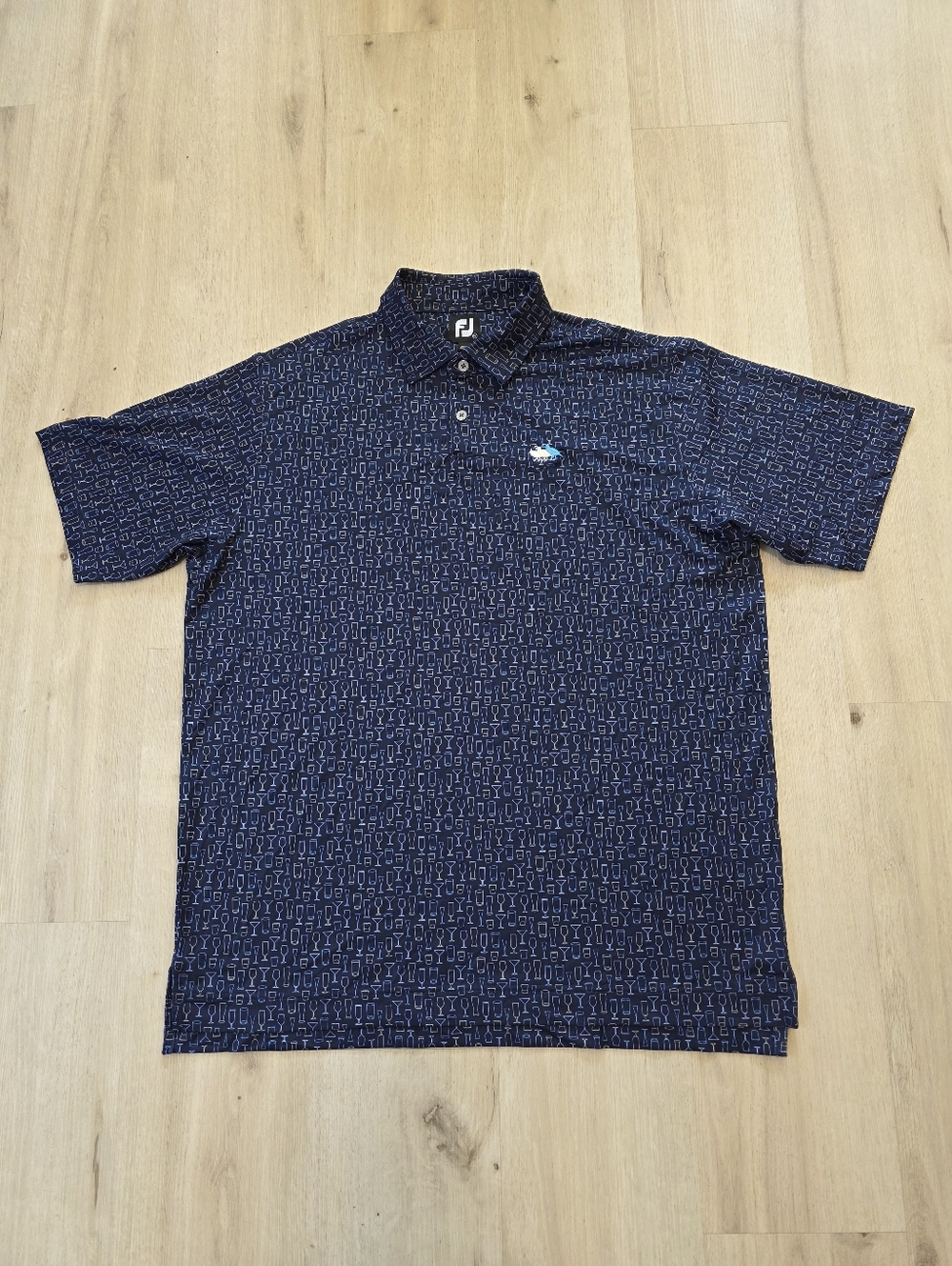 FootJoy Glass Print Men's Polo Shirt Size XL Embroidery Logo